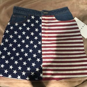 American Apparel Skirts - NWT aa USA flag denim high waist skirt small American Apparel Skirts - NWT aa USA flag denim high waist skirt small